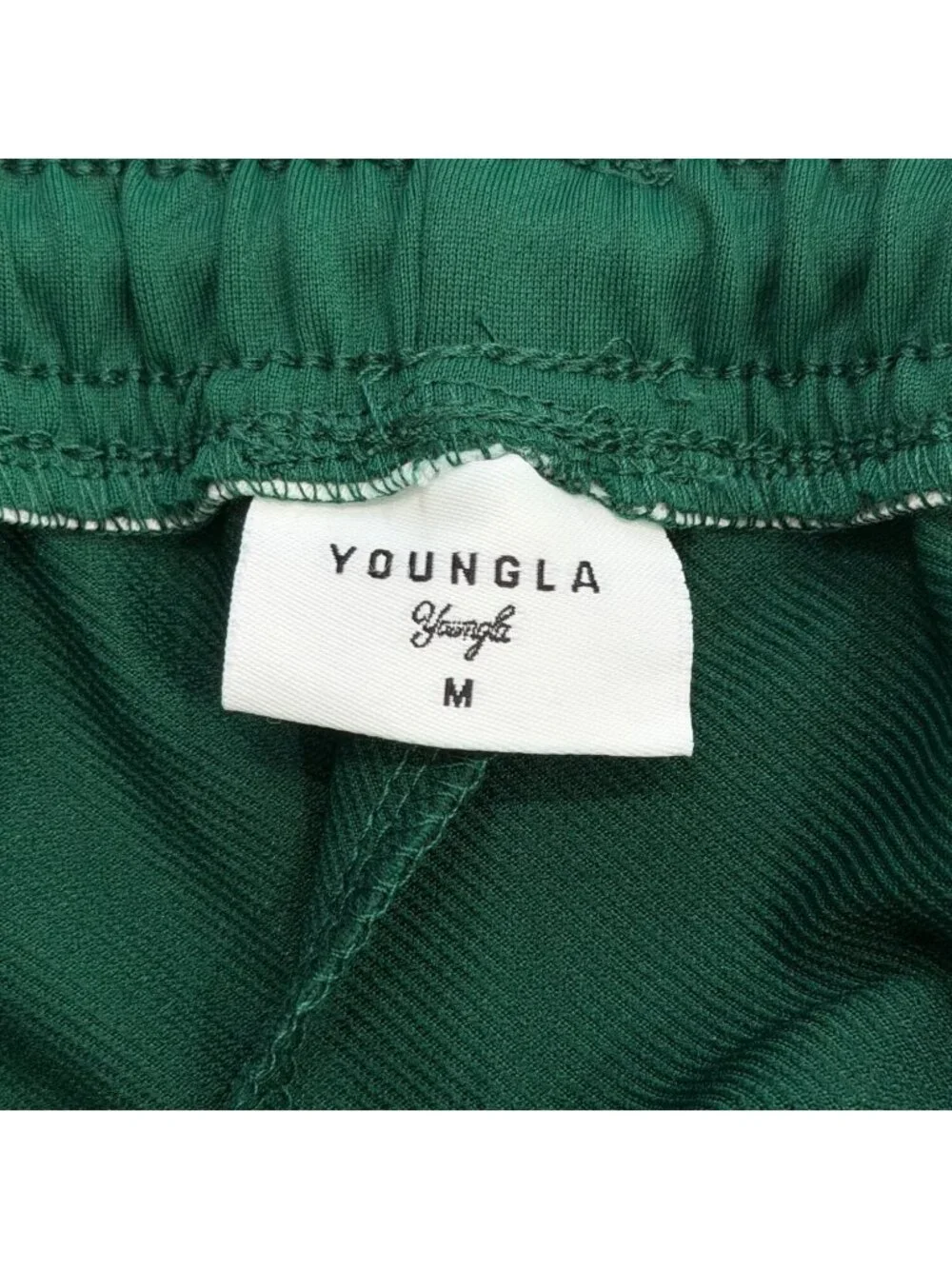 YoungLA Mens Size M Green Track Pants With White Side Stripes Athletic Gym